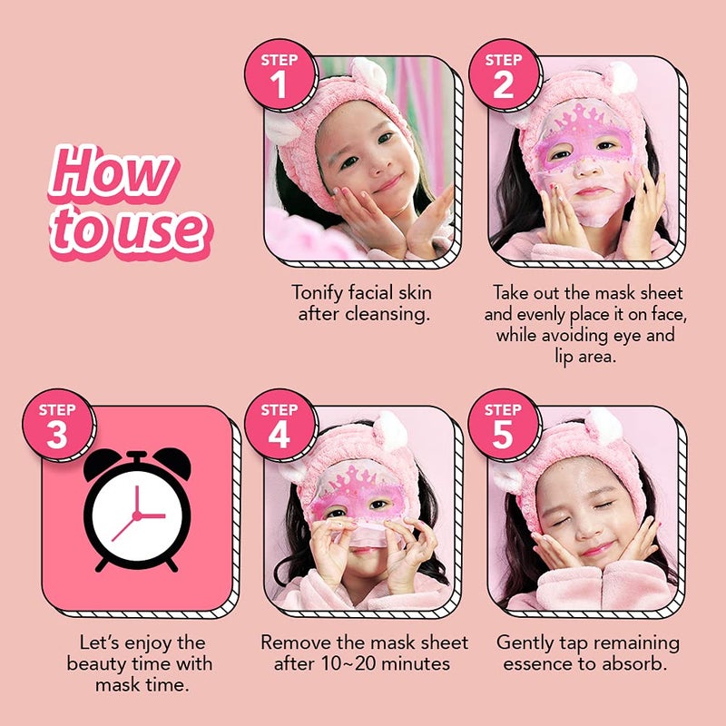 peach and Kids Face Mask, Spa Day Kit for Girls, Korean Skincare for Toddler, Birthday, Christmas Gifts for Teens, Sleepover Party, Stocking Stuffers, Pack of 5 - Image 5